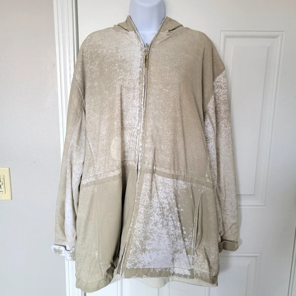 London Fog Sterling Edition Womens XL Lined Jacket. Beige Ivory Distressed Look - Picture 1 of 10